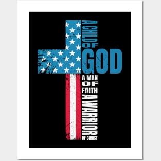 America Pride US Flag Faith Over Fear Christian Cross Jesus Posters and Art